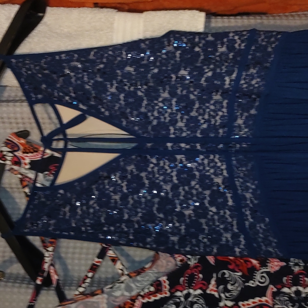 Dark blue lace overlay Beautiful extremely formal dress